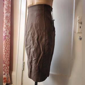 Express Muted Olive Brown High-Waist Pencil Skirt Size 0